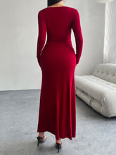Devine Ruched Long Sleeve Maxi Dress OutfitFlow